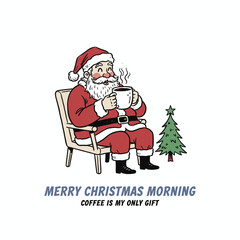 Obraz premium Santa Claus Drinking Morning Coffee. Santa Coffee Time. Santa Claus Cozy Holiday. Christmas Coffee Moment. Santa Claus Holiday Coffee.