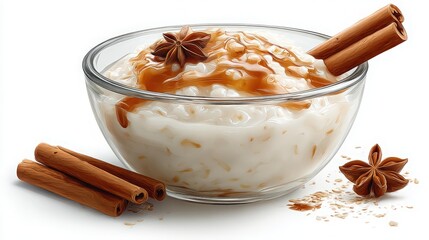 turkish sutlac rice pudding with cinnamon