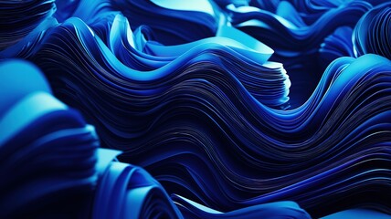 3D abstract blue background with curved paper shapes, elegant minimalist wallpaper for design and presentation
