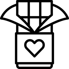 Outline Icon of a Chocolate Bar with Heart Symbol on Transparent Background Representing Love and Sweetness