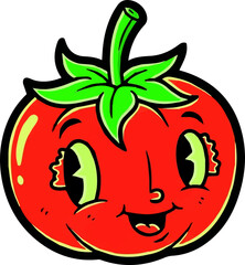  Cartoon Tomato Character with Happy Expression