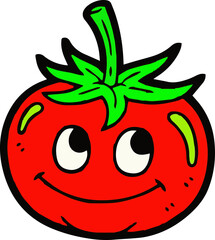 Cartoon Illustration of a Tomato with a Face