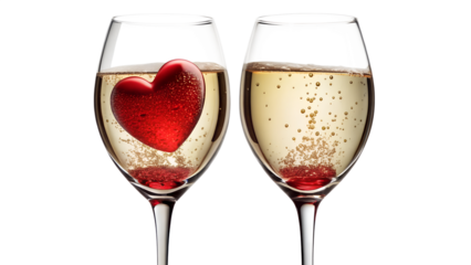 Cute teddy bear with a pink scarf holding a red heart isolated on transparent background