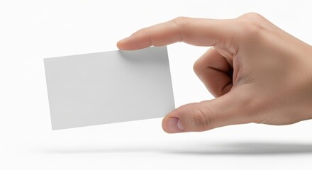 Obraz premium Hand Holding Blank Business Card on White Background.