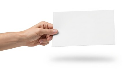 Obraz premium Hand Holding Blank White Card Isolated on White Background.