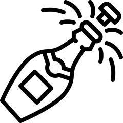 Outline of a Champagne Bottle Opening With Sparkling Bubbles and a Cork Popping Off Symbolizing Celebration Success and Achievement on a Transparent Background