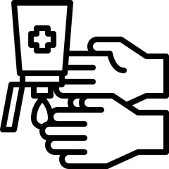 Outline Icon Of Hands Washing With Soap Dispenser And Water Drop On Transparent Background For Hygiene And Cleanliness