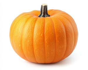 Obraz premium Vibrant orange pumpkin with distinctive ridges isolated on a stark white backdrop