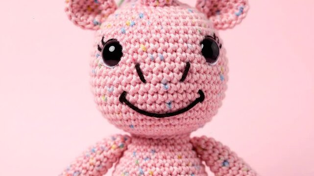 Crocheted Pink Unicorn Toy with Sprinkles, Adorable Handcrafted Stuffed Animal for Kids