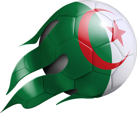 Flying Soccer Ball with Algeria Flag