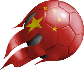 Flying Soccer Ball with China Flag
