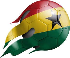 Flying Soccer Ball with Ghana Flag