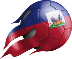 Flying Soccer Ball with Haiti Flag