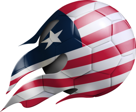 Flying Soccer Ball with Liberia Flag