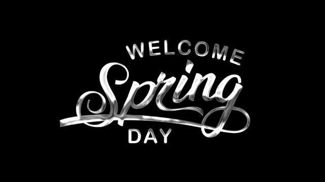 Welcome Spring Day Text Animation in Silver. perfect for social media posts, greeting cards, seasonal greetings, or video intros to celebrate the arrival of spring.
