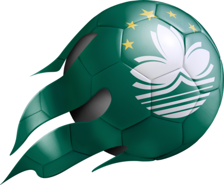 Flying Soccer Ball with Macau Flag - Powered by Adobe