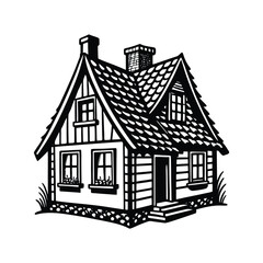 Vintage Cottage House Illustration