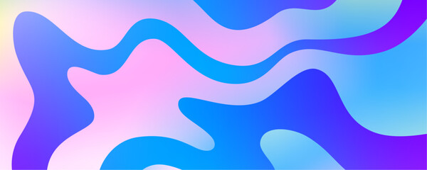 Abstract Background with Blue and Purple Gradient Waves. Color Fluid Liquid Shapes. Vector Flow Hologram Pattern.