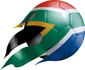 Flying Soccer Ball with South Africa Flag