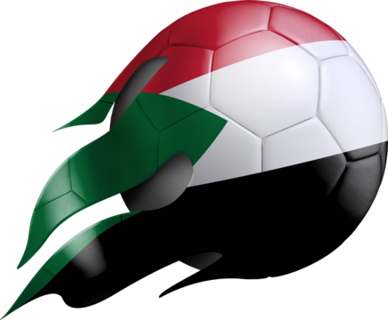 Flying Soccer Ball with Sudan Flag