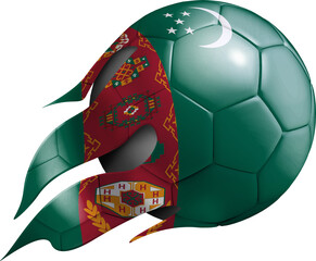Flying Soccer Ball with Turkmenistan Flag