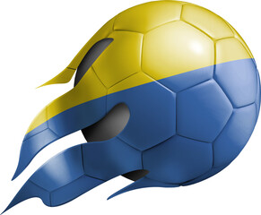 Flying Soccer Ball with Ukraine Flag