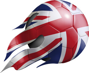Flying Soccer Ball with United Kingdom Flag