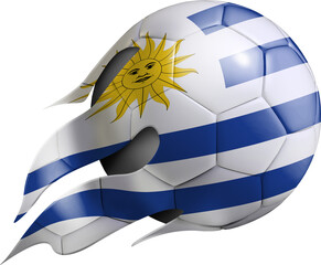 Flying Soccer Ball with Uruguay Flag