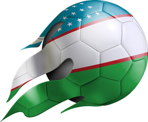 Flying Soccer Ball with Uzbekistan Flag