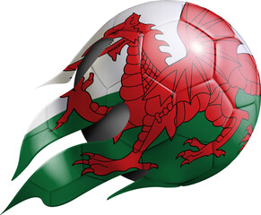 Flying Soccer Ball with Wales Flag