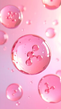 Biological Cells and Molecular Bonds Visualization in Pink
