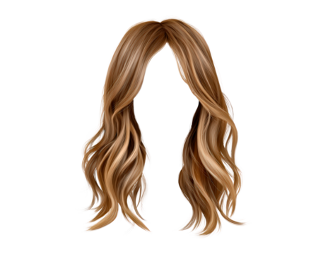 Realistic blonde wavy hair wig on transparent background - Powered by Adobe