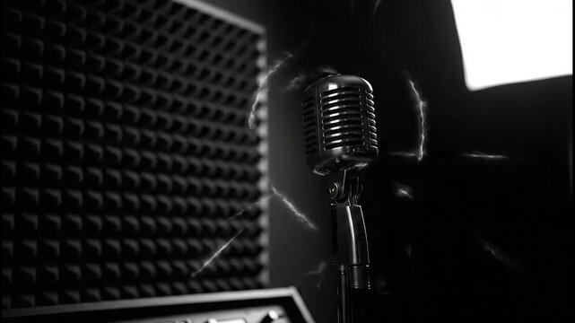 Vintage Microphone in Recording Studio Captures Audio with Precision.