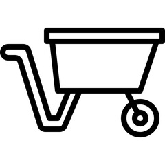 Outline Drawing Of A Garden Wheelbarrow With A Single Wheel And Handles On A Transparent Background Representing Spring Season Gardening And Outdoor Work