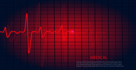Cardiology concept with pulse rate diagram. Medical background with heart cardiogram.