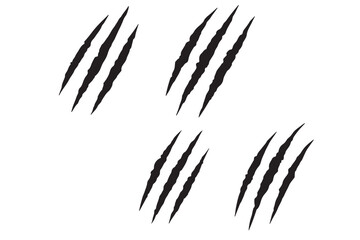 Animal Claw scratches mark set. Cat tiger scratches signs. Grange scratches. Wild animals concept. Set of claws isolated on White background.