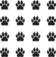 Fototapeta premium Paw Print Pattern: A repeating pattern of symmetrical animal paw prints against a stark backdrop, embodying simplicity, and universal symbols.