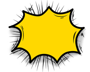 comic speech bubble in pop art style with bold black outline. Empty space for text or design, isolated on black background. Perfect for comic design, pop art poster, sale banner, or social media graph