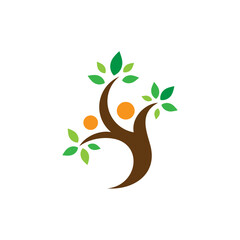 modern family and tree element logo design vector with flat style