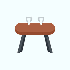 Gymnastics pommel horse with handles on a white background in a flat style.