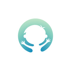 minimalist kid logo design vector with flat style