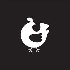 minimalist chicken silhouette logo design vector with flat style