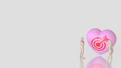 The Heart and blue eye target for romance or love concept 3d Rendering.