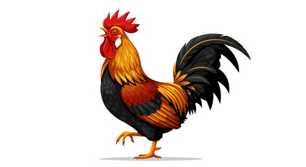 Vibrant Rooster Illustration: A Colorful Depiction of Farm Life.