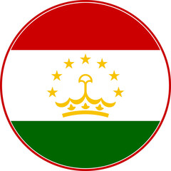Obraz premium Tajikistan Circle Flag, Tajikistan Flag Icon