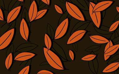 秋の木の葉をモチーフにした背景　黒