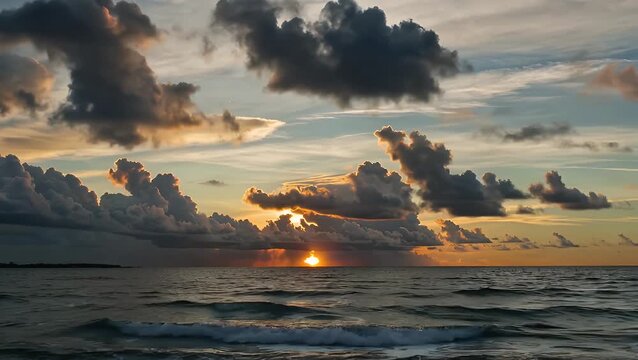 Resolution Time-Lapse Recording Capturing the Descent of the Solar Disc and the Transient Movement of Swiftly Moving Precipitation-Laden Nimbus Clouds Over a Tempestuous Maritime Expanse Preceding a