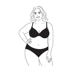 Young woman body silhouette in two piece swimsuit