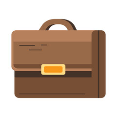 Isolated Brown Briefcase with Orange Accent against Transparent Background