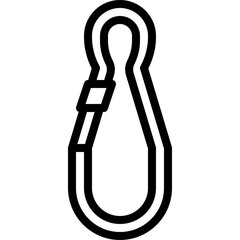Safety Carabiner Clip Outline Icon Symbol Isolated On White Background Outline Safety Clip Equipment For Climbing Outdoor Activities Gear